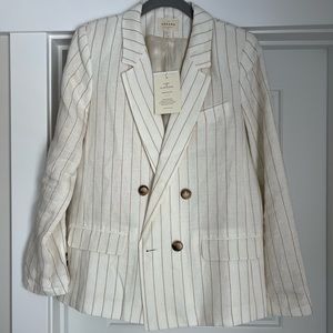 Sezane Christie Jacket - Ecru Stripe in Size 42